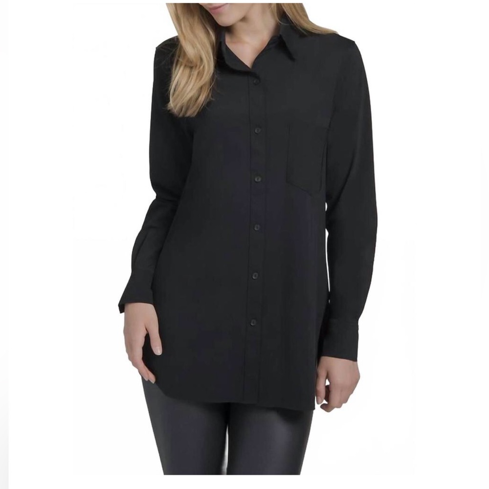 Lysse Women's Tunic Top Shirt Dress Medium Nylon Button Up Minimalist Schiffer - Picture 3 of 14